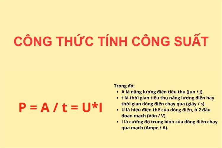 Công suất được xác định bằng